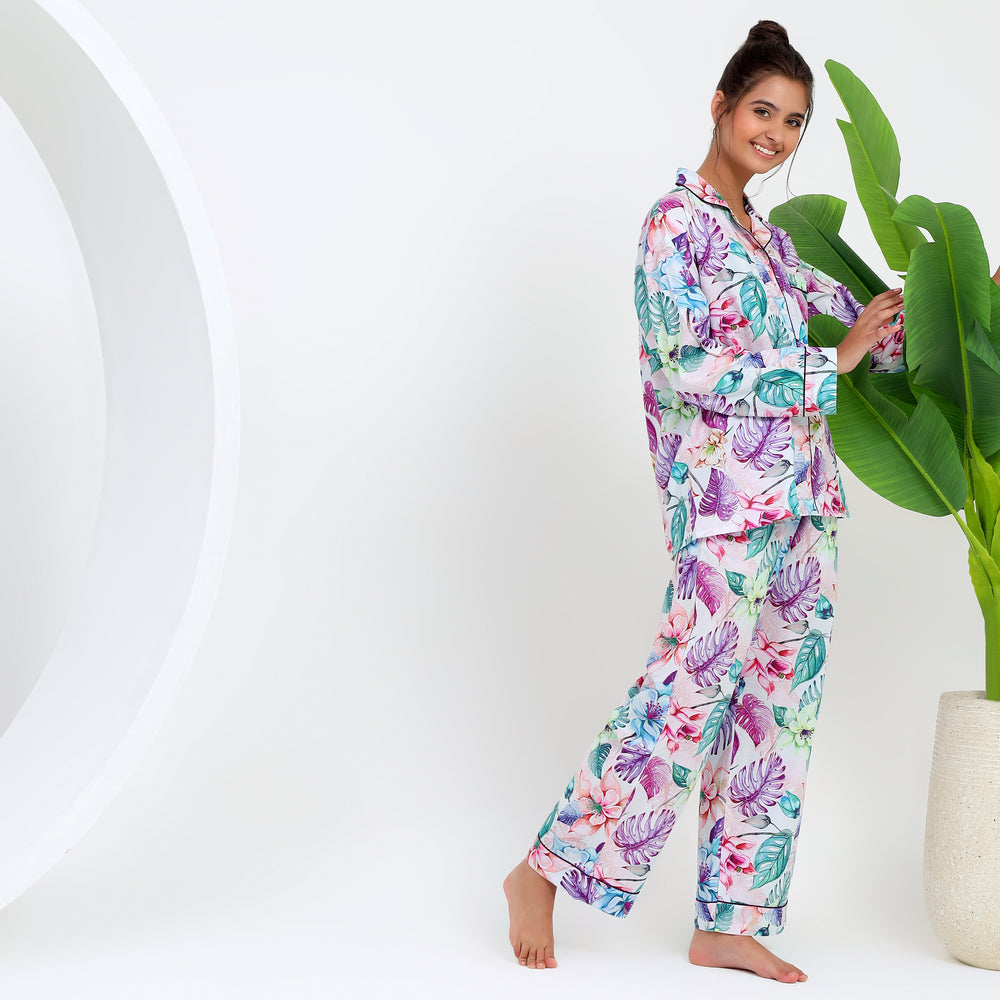 Tropical pajamas pattern family matching sets indian pjs Indolibas