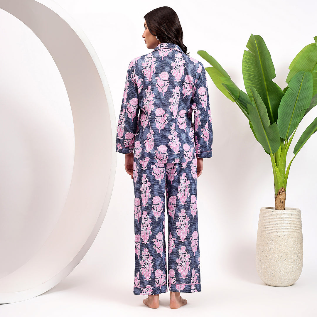 Indigo block print pajamas – family matching cotton PJ set for women