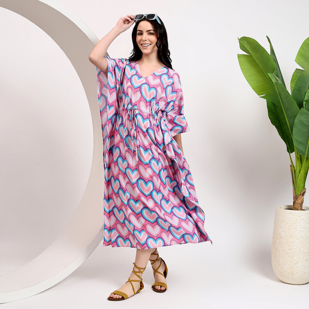 Floral block print kaftan – plus size Indian cotton loungewear