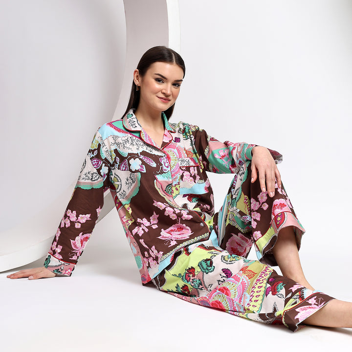 Floral Print Pajama Set – Block Print Cotton PJs & Pajamas for Women