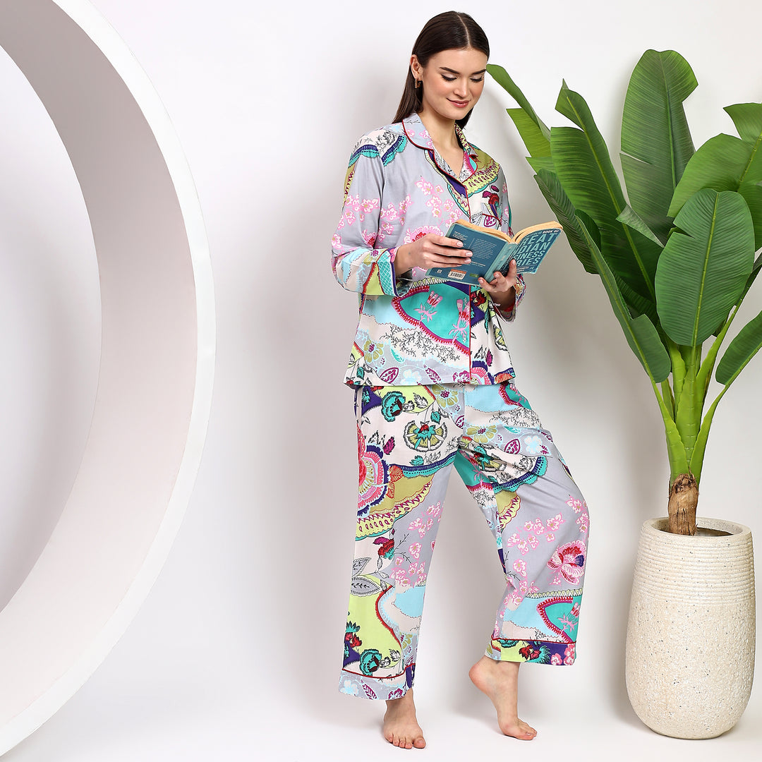 Floral Block Print Cotton PJ Sets & Pajamas – Indian PJs for Women
