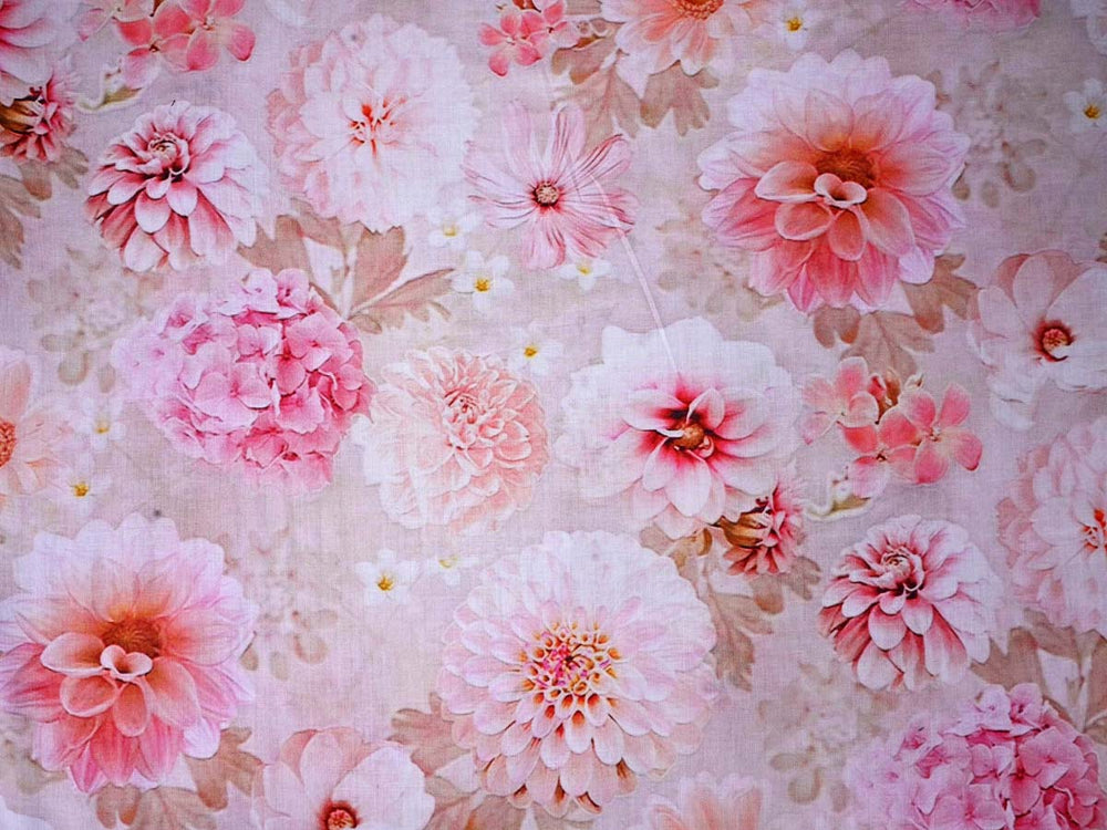 dahlia flowers print fabric