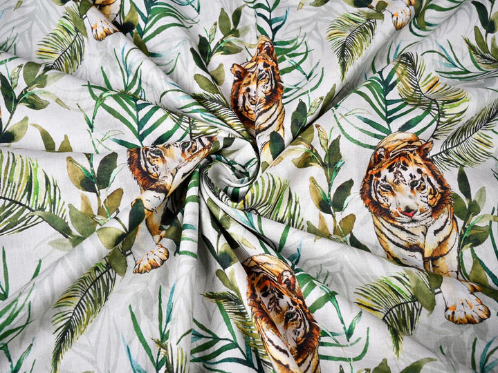 green leaves print fabric by the yard