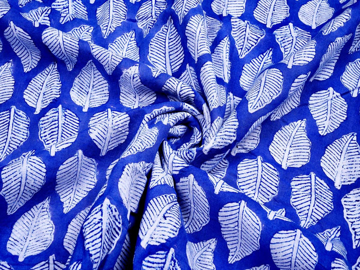 white leaf print cotton fabric