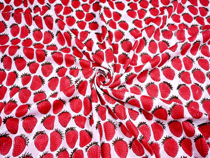 red print cotton dress fabric