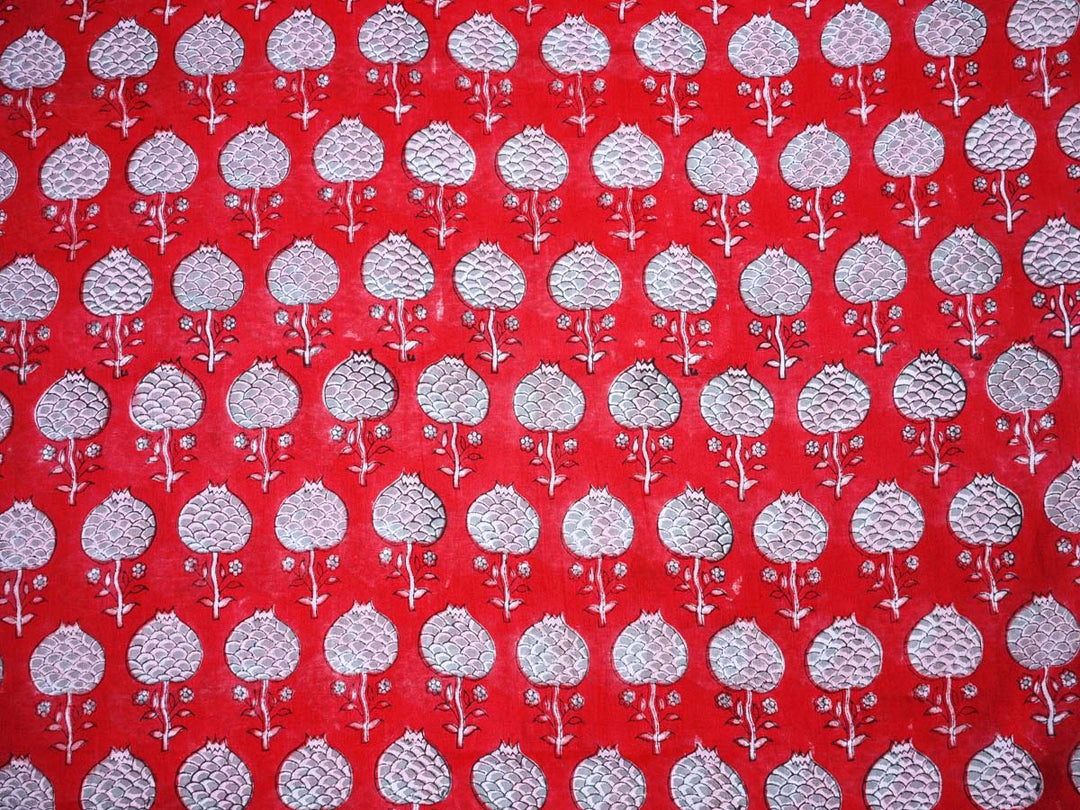 red cotton dress fabric 