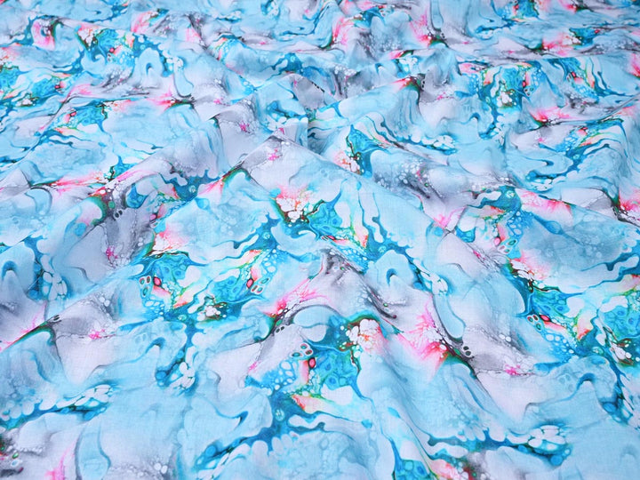 Pink and Blue Vintage Floral Fabric