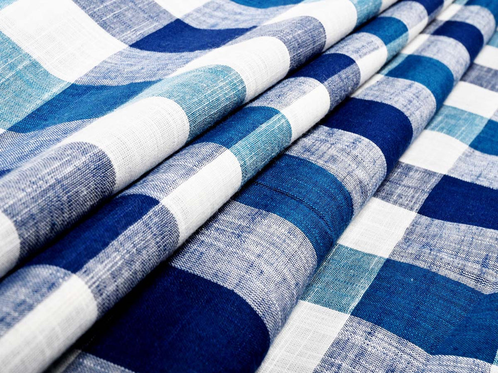 blue and white fabric