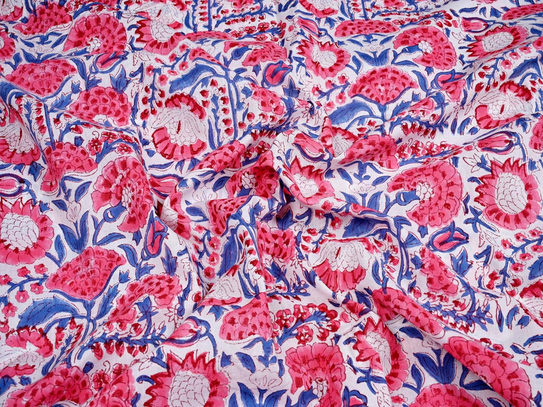 floral pink cotton blend material