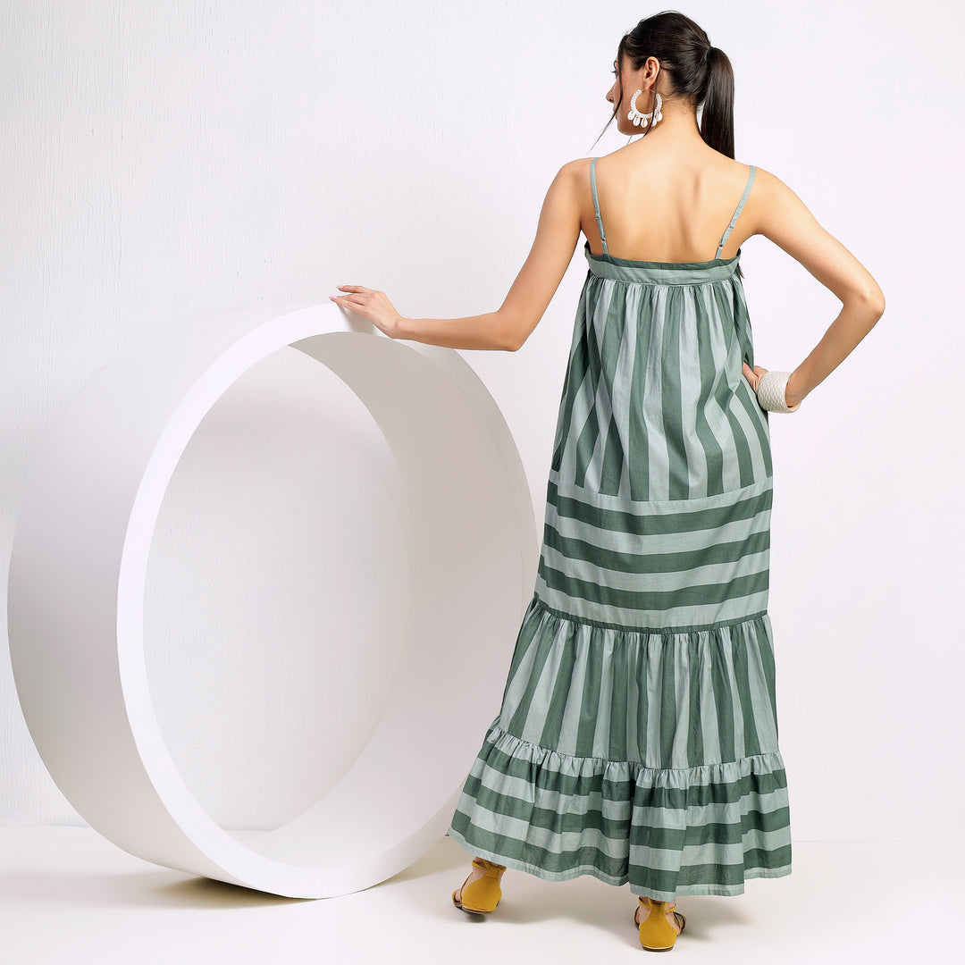 Sleeveless Maxi With Adjustable Straps In Tiered Style