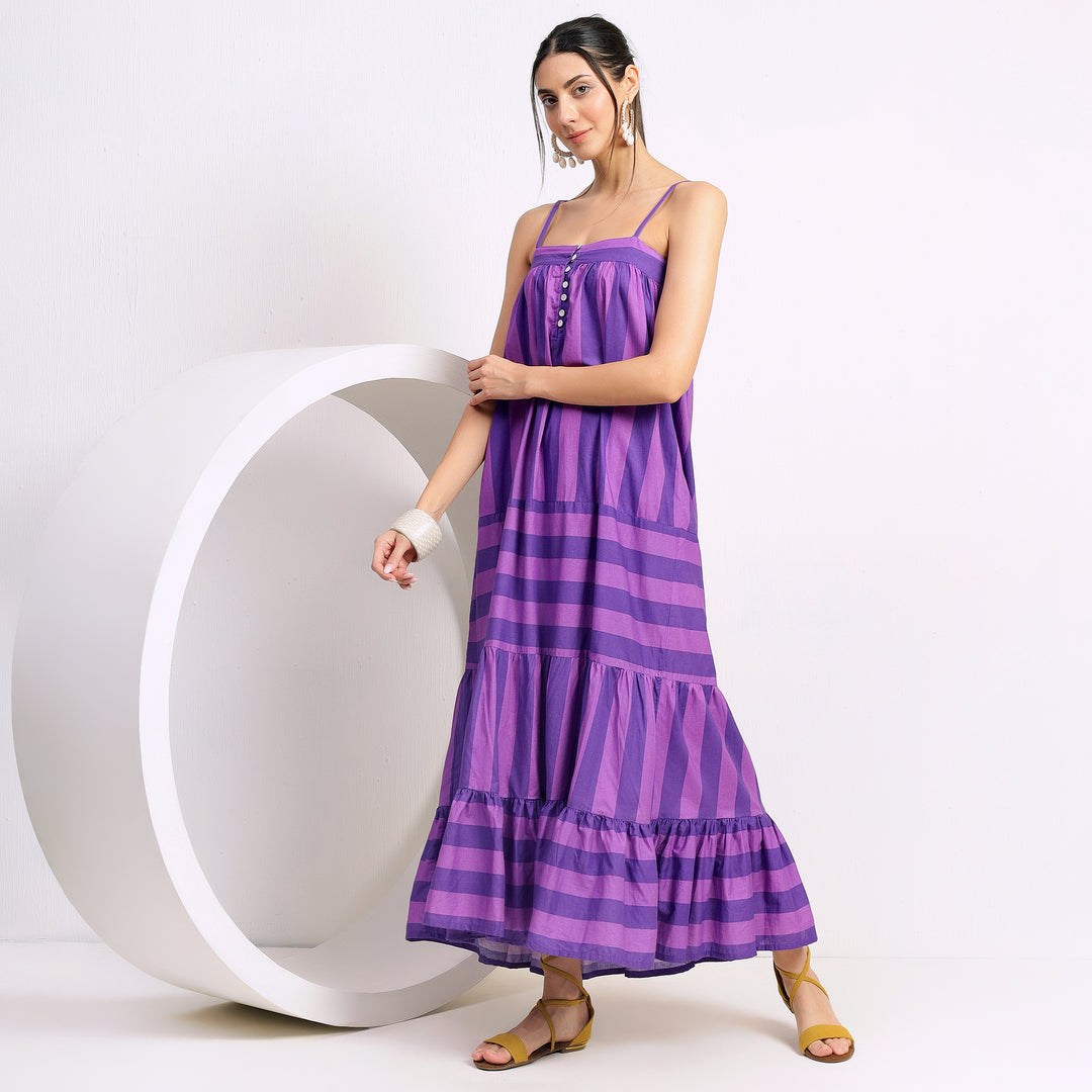 Sleeveless Maxi With Adjustable Straps In Tiered Style