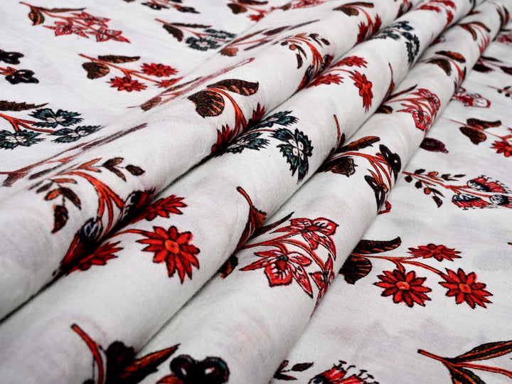 red floral print cotton fabric