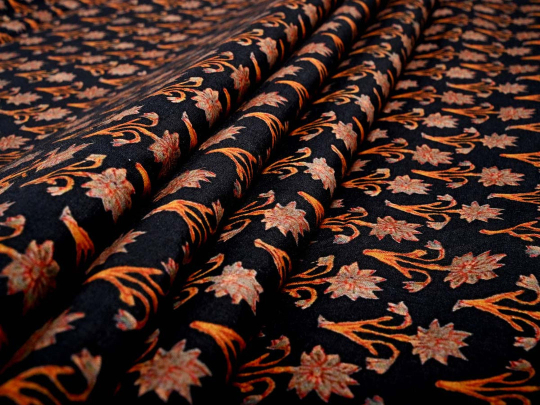 orange flower cotton fabric