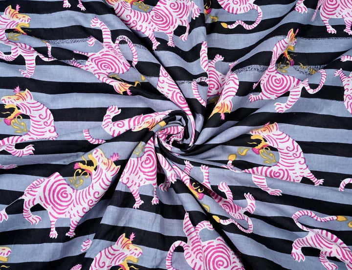 Wild zebra stripes cotton fabric