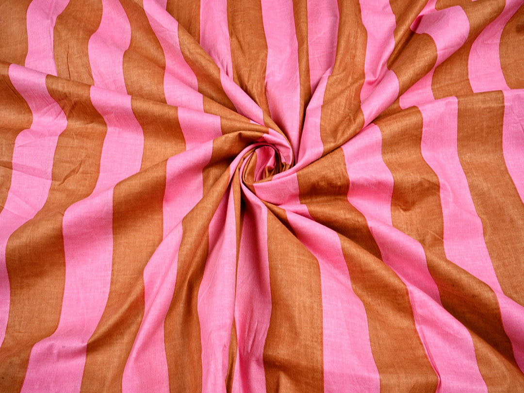 pink cotton stripes material