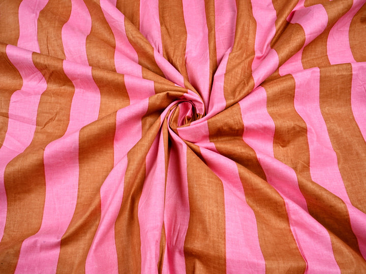 pink cotton stripes material