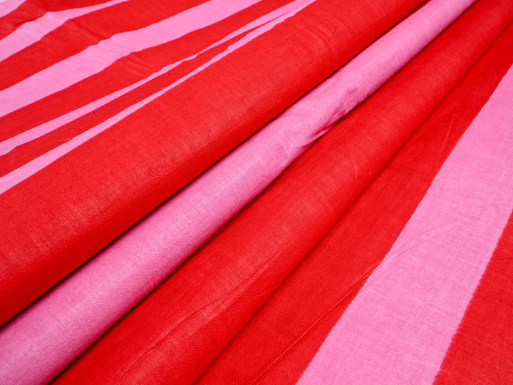 red and pink stripes fabric