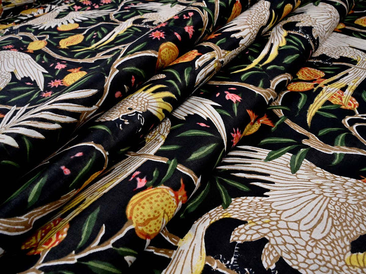 tropical birds print fabric