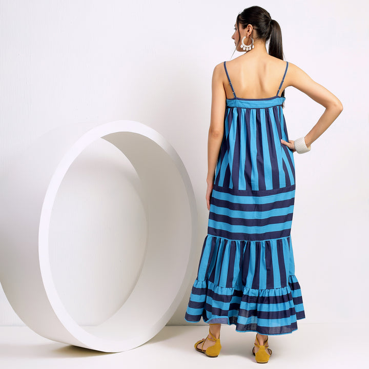 Sleeveless Maxi With Adjustable Straps In Tiered Style