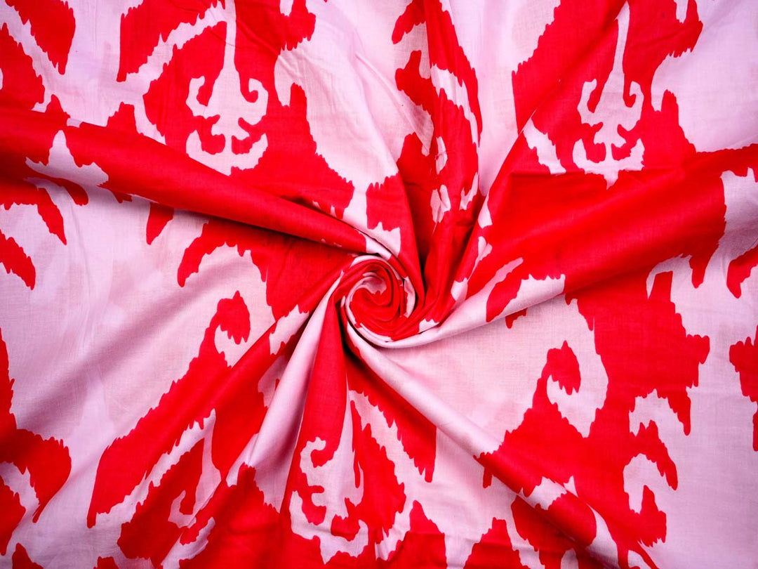 red printed cotton fabric