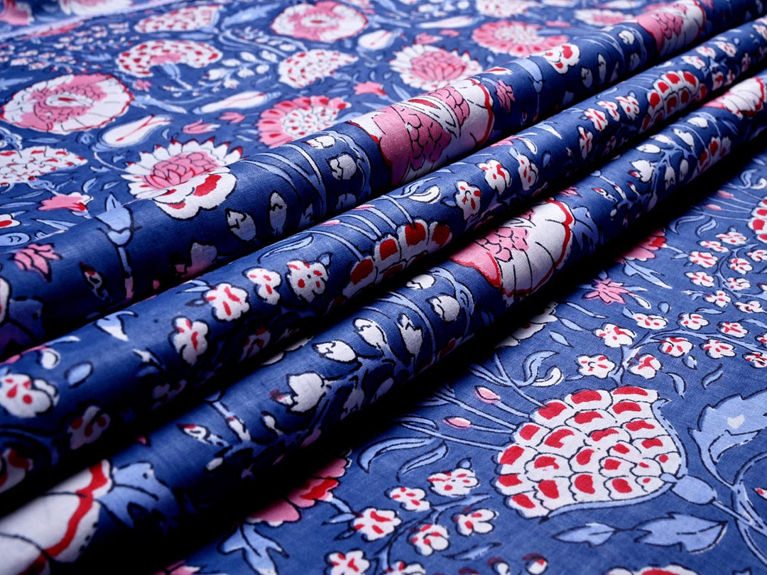 blue cotton fabric by the yard