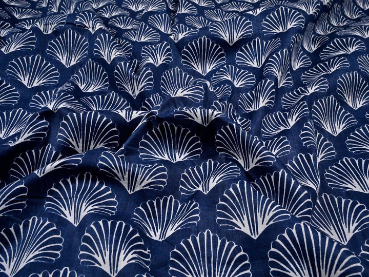 blue indigo printed custom fabric