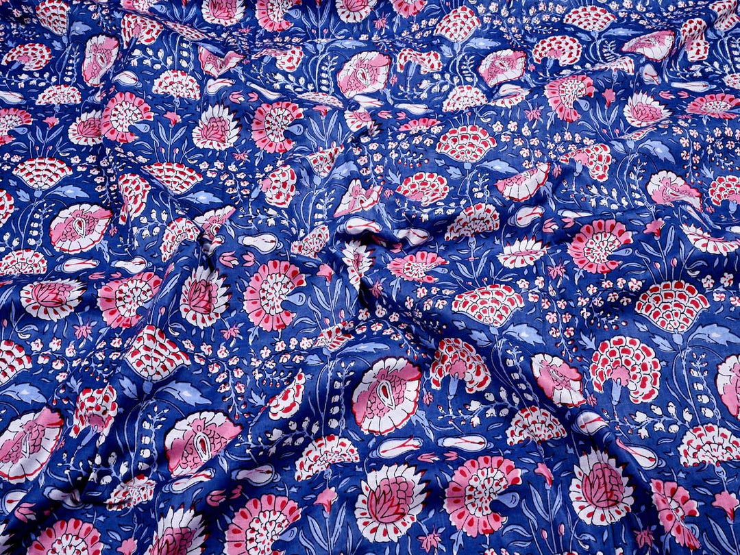 hand block printed cotton fabric