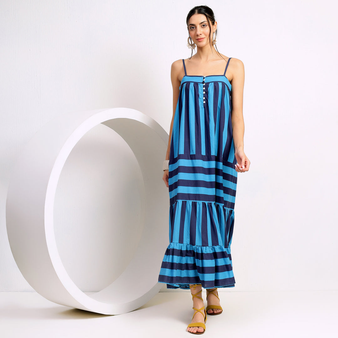 Sleeveless Maxi With Adjustable Straps In Tiered Style