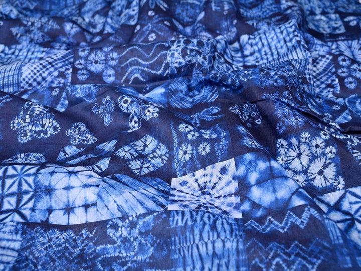 blue indigo cotton dress fabric