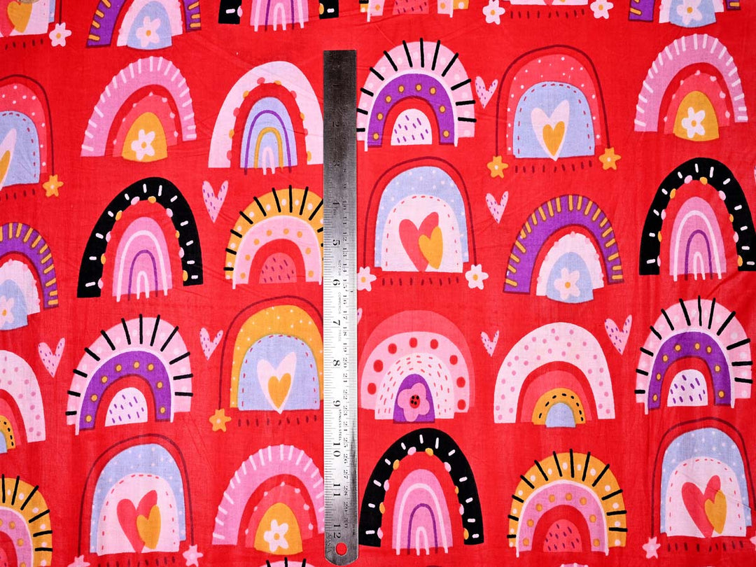 red printed cotton fabric