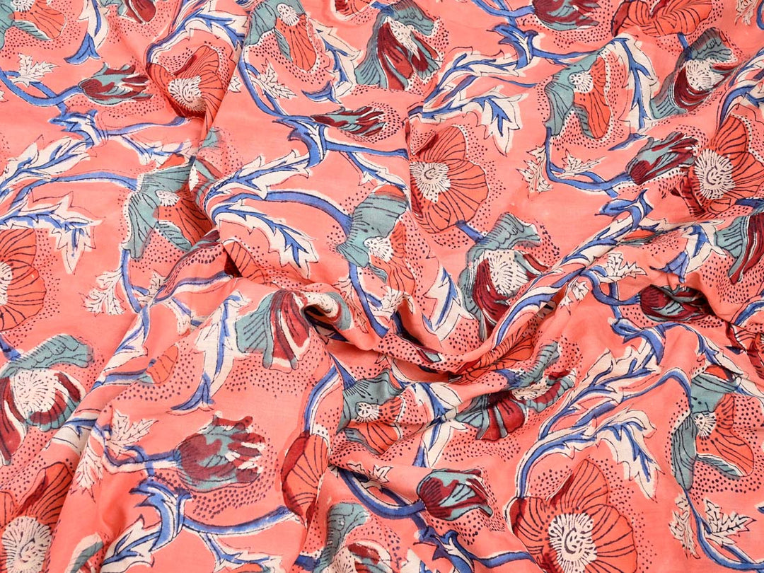 peach pink floral fabric