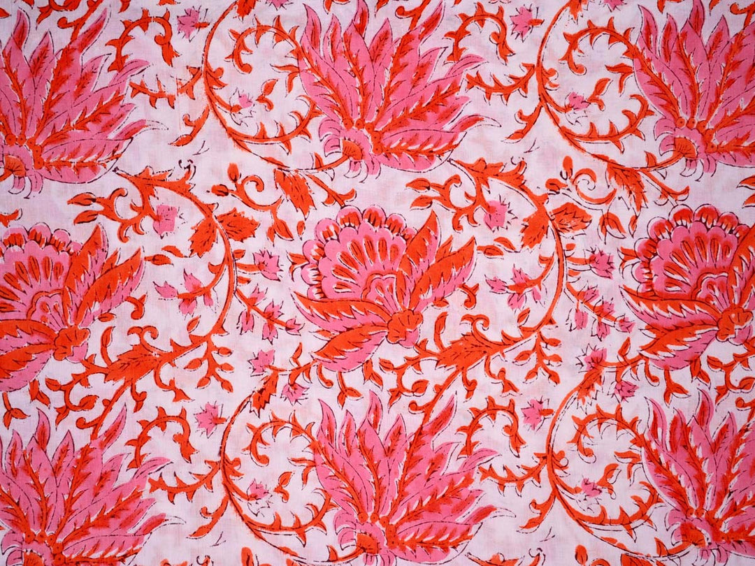 exotic red flower prints fabric