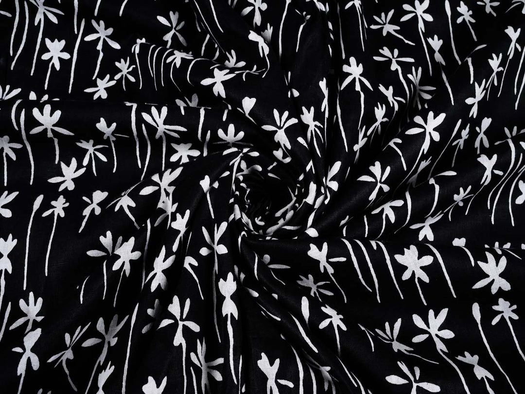 black and white flroal dress fabric