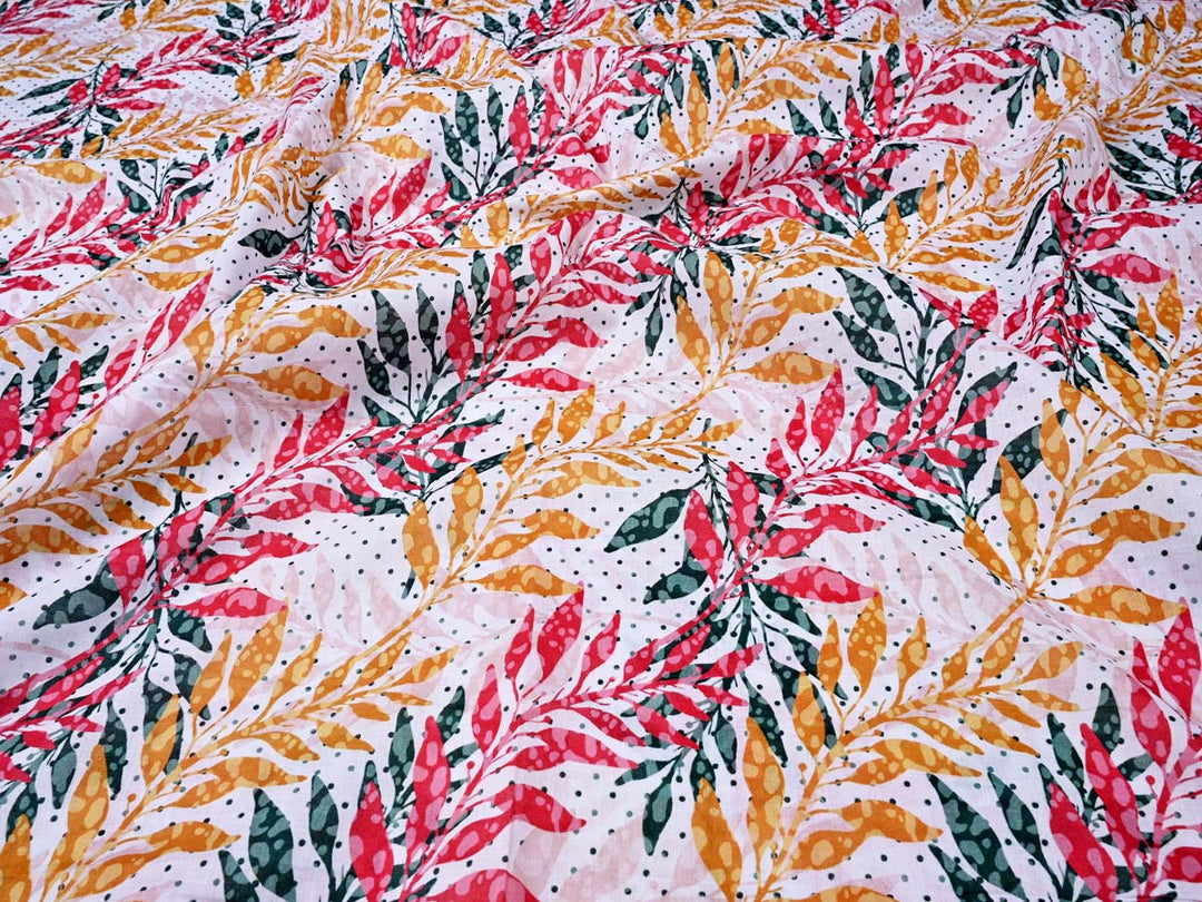 cotton leaves print fabric textiles