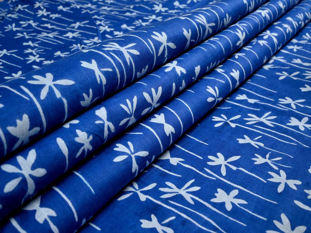 blue cotton dress fabric by the yard