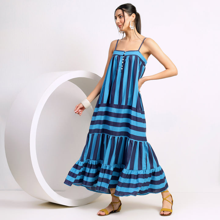 Sleeveless Maxi With Adjustable Straps In Tiered Style