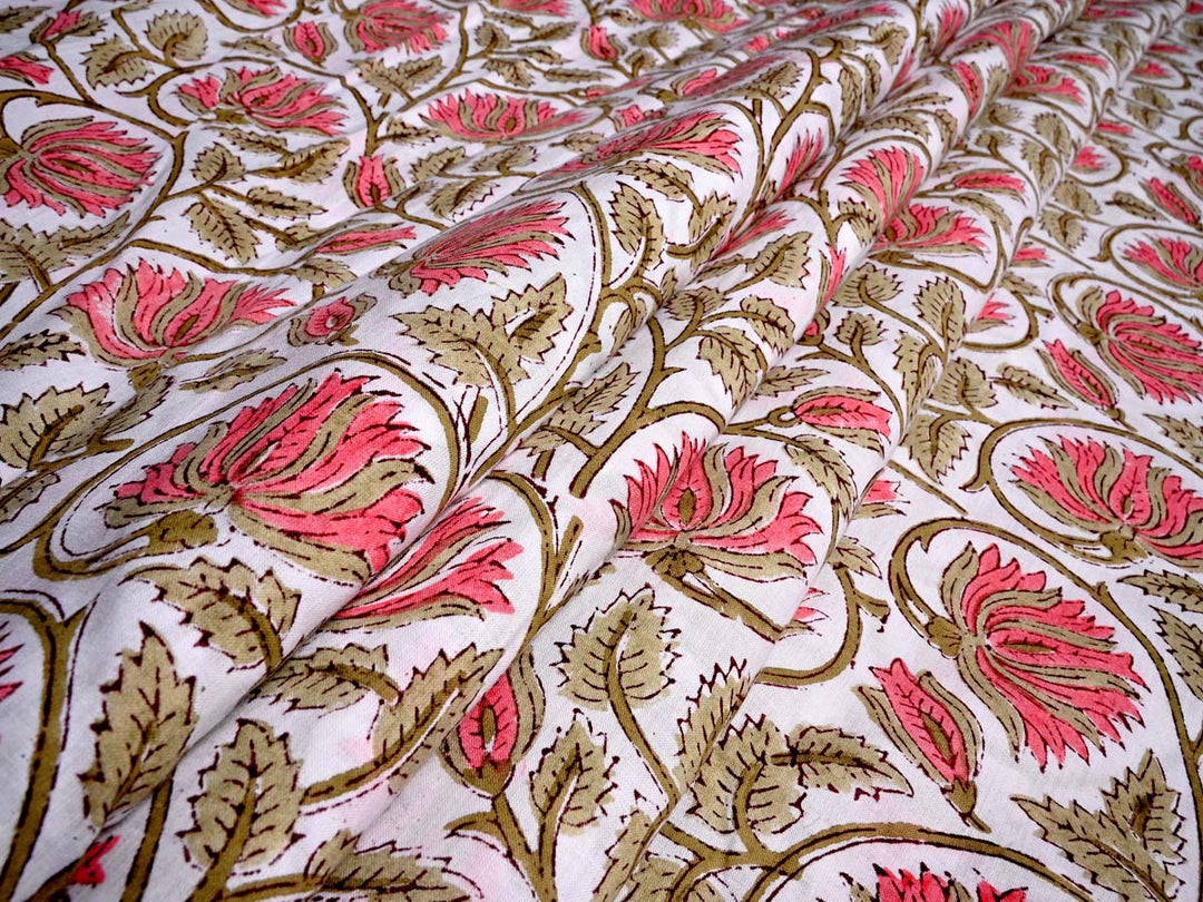 green leaf fabric print cotton