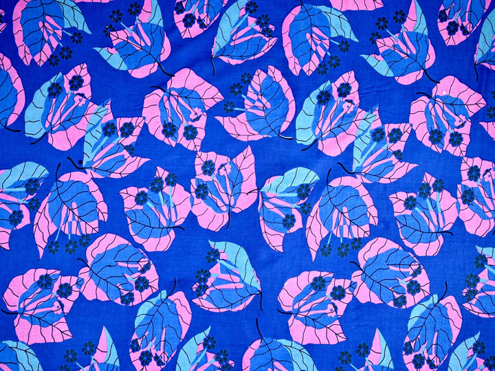 blue floral cotton fabric