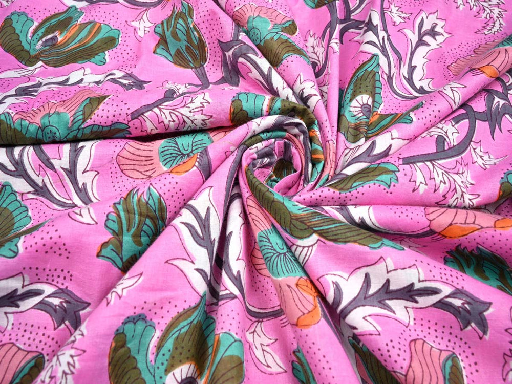 exotic leaves print fabric cotton