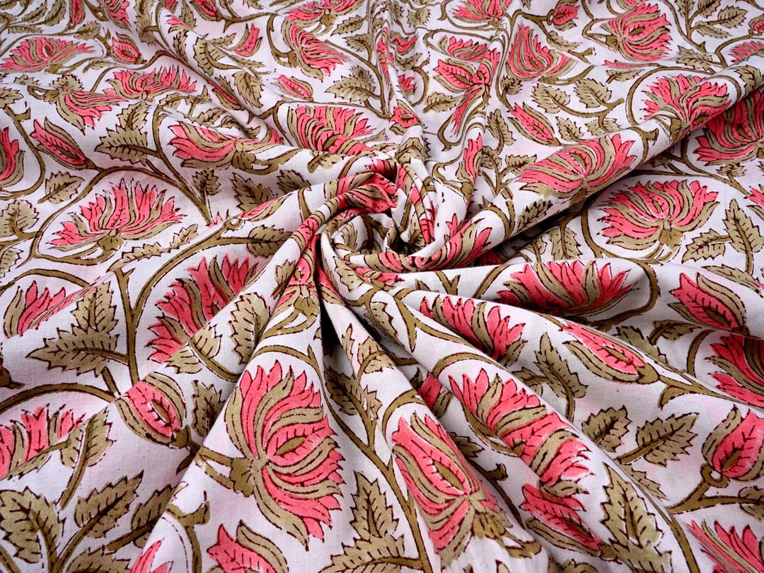 Hand block print fabric by yard