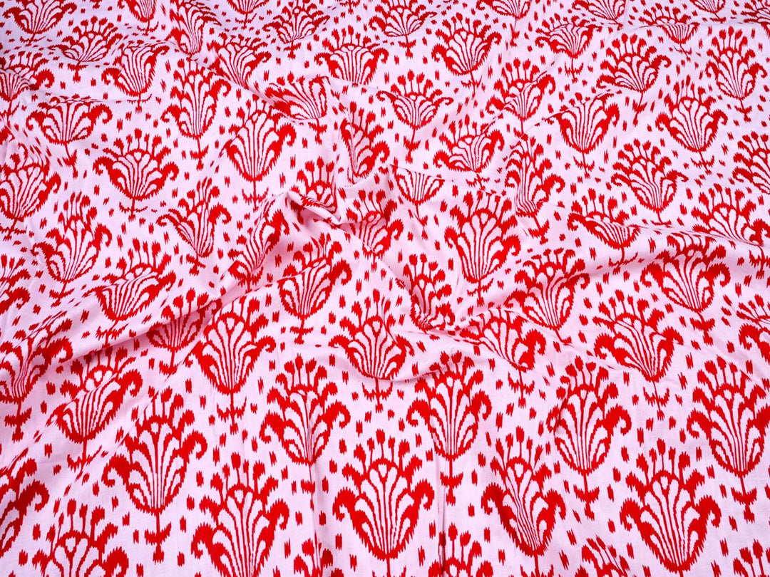 red printed upholstery fabric