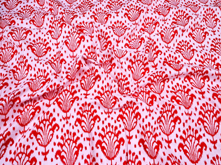 red printed upholstery fabric