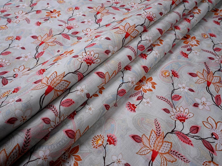 red cotton flowers fabric by the yard