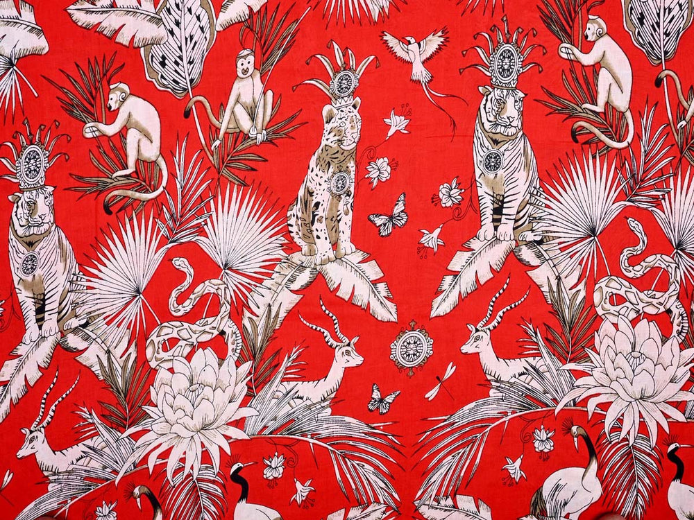red cotton dress fabric 