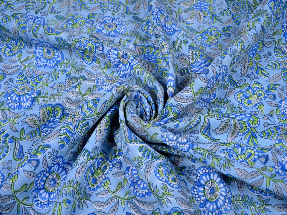 blue cotton fabric by the yard