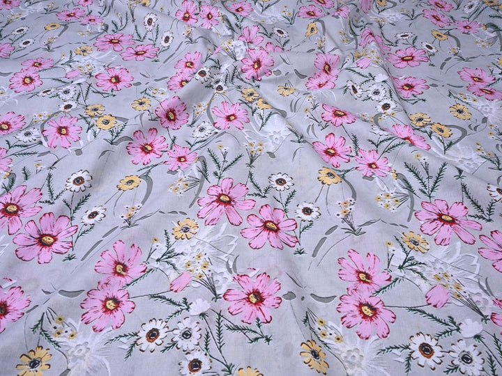 yellow and pink flowers print fabrics