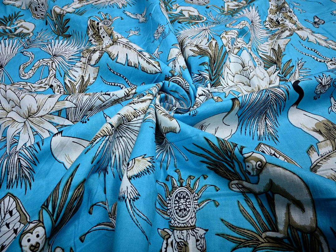 Jungle-themed cotton fabric