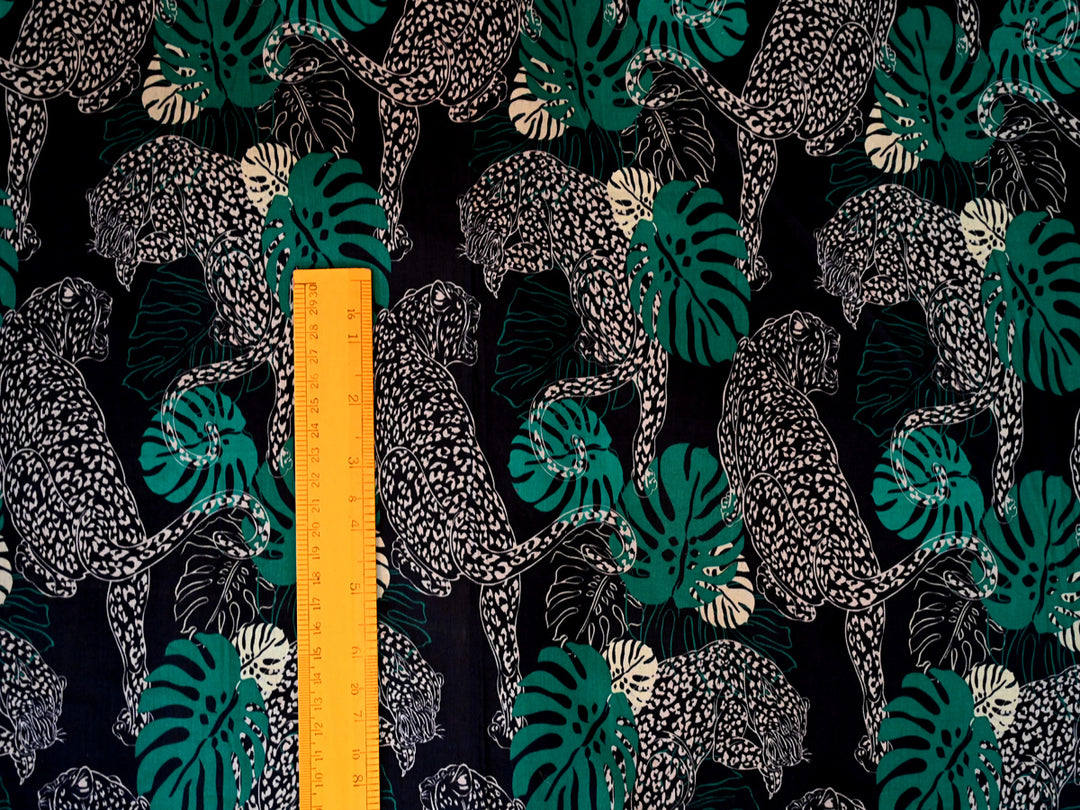 Leopard pattern cotton fabric for sewing projects - Indian animal print fabric close up texture