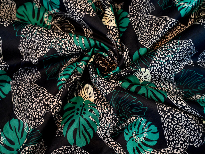 Leopard print textile by the yard for apparel - Bold animal design Indian fabric for sewing