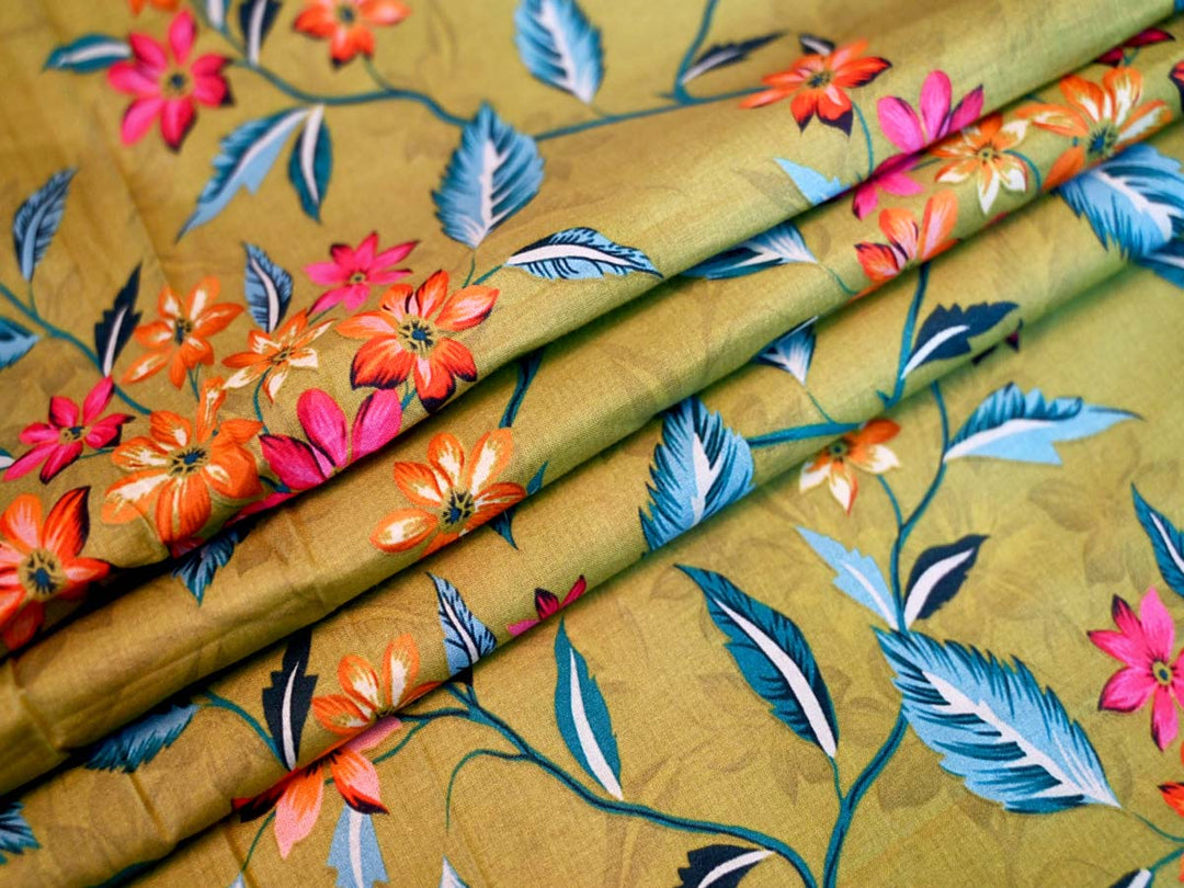 leaf cotton fabric by the yard